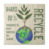 Recycle Tree Earth Globe Wood Grain Fliese (Vorderseite)
