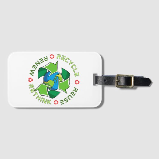 Recycle, Wiederverwendung, Erneuerung, Überdenken. Gepäckanhänger (Vorderseite (Horizontal))