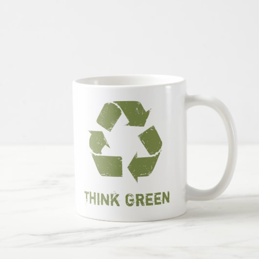 RecycleLogo, denke ökologisch Kaffeetasse (Rechts)