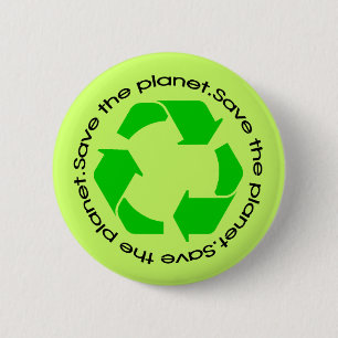 Recycling Awareness   Save the Planet Button