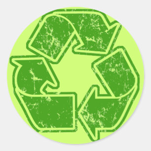 Recycling-Grafik im Vintage-Stil Runder Aufkleber