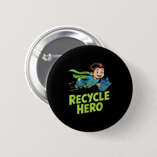 Recycling-Held Kinder Erdentag  Button (Vorne & Hinten)