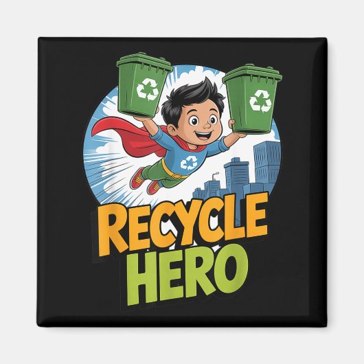 Recycling-Held Kinder Erdentag  Magnet (Vorne)