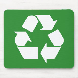 Recycling-Symbol auf Grün Mousepad