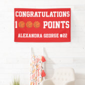 Red 1000 Basketball Career Points Scorer Player Banner (Insitu)