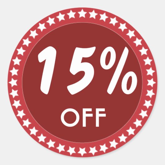 Red 15% OFF Sales Discount Sticker (Vorderseite)