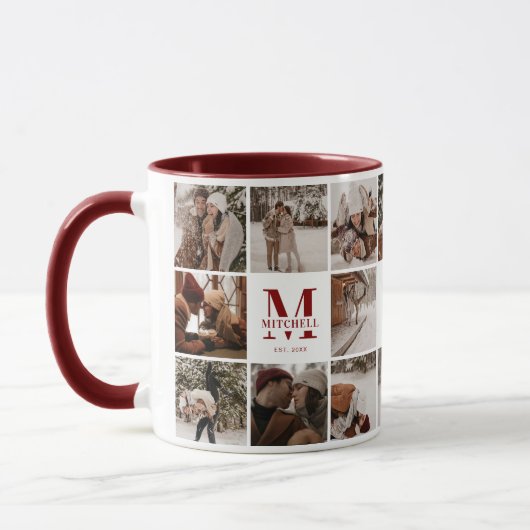 Red 18 Foto Collage Moderne Familie Personalisiert Tasse (Links)