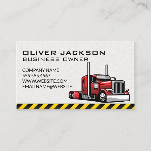 Red 18 Wheeler | Truck Driver Visitenkarte (Vorderseite)