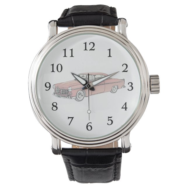 Red 1955 Chrysler 300 Illustration Wristwatch Armbanduhr (Vorderseite)