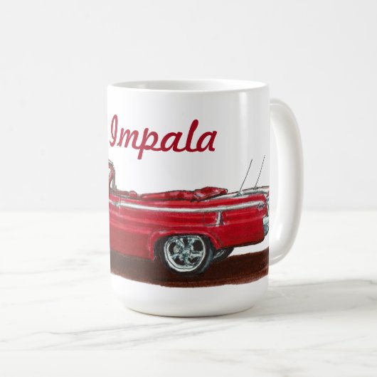 Red 1962 Impala Cabrio Kaffeetasse (VorderseiteRechts)
