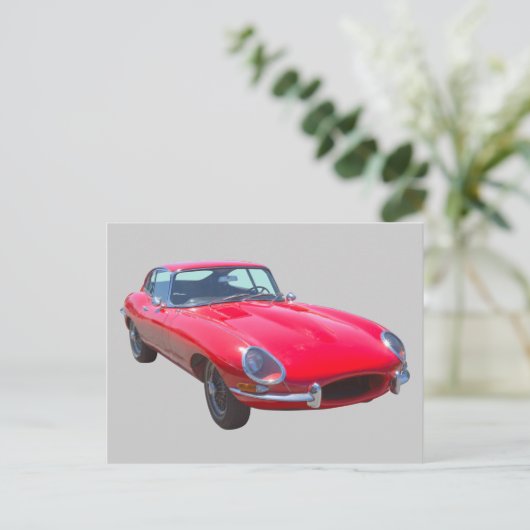 Red 1964 Jaguar XKE Antique Sports Car Postkarte (Stehend Vorderseite)