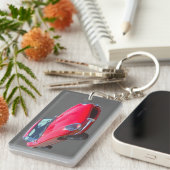 Red 1964 Jaguar XKE Antique Sports Car Schlüsselanhänger (Vorderseite rechts)