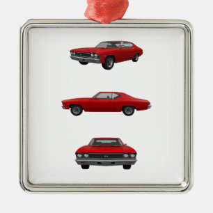 Red 1968 Chevelle SS: Silbernes Ornament