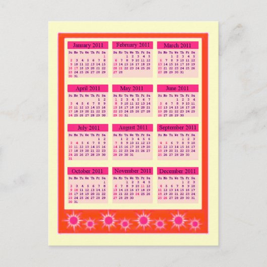 Red 2011 Jahr auf einen Blick Postkarte (Vorderseite)