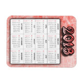 Red 2018 Calendar Kühlschrank Locker Magnet (Horizontal)