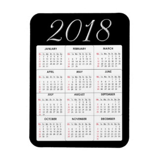 Red 2018 Calendar Magnet