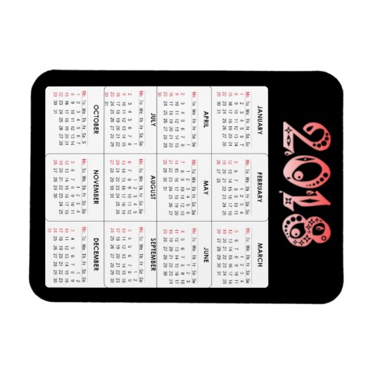 Red 2018 Calendar Magnet (Horizontal)