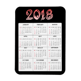 Red 2018 Calendar Magnet