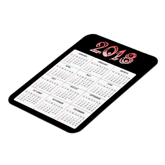 Red 2018 Calendar Magnet (Linke Seite)