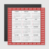 Red 2018 Calendar Square Magnetkarte (Vorne/Hinten)