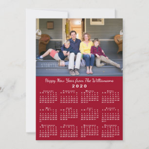 Red 2020 Kalender 2 Benutzerdefinierte Fotos glück Feiertagskarte