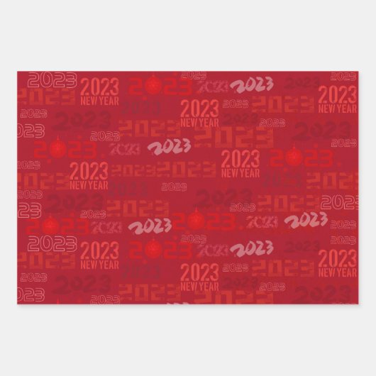 Red 2023 Lunar New Year Rabbit 福 Segings Wrappin Geschenkpapier Set (Vorderseite 2)