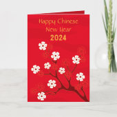 Red 2024 Blossom Dragon Chinesisch Neues Jahr Karte (Vorderseite)