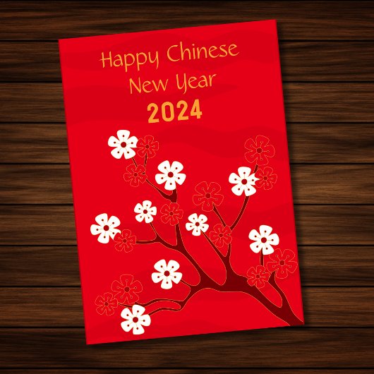 Red 2024 Blossom Dragon Chinesisch Neues Jahr Karte