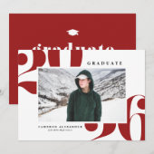 Red 2025 Fett Typografy Foto Abschluss Ankündigung (Vorne/Hinten)