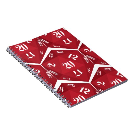 Red-20-Sided-Dice-Pattern Notizblock (Rechte Seite)