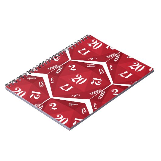Red-20-Sided-Dice-Pattern Notizblock (Linke Seite)