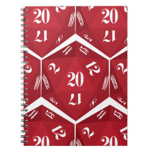 Red-20-Sided-Dice-Pattern Notizblock