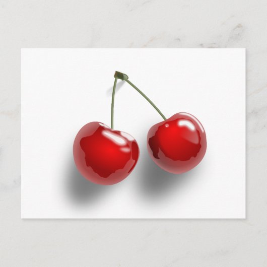 Red-31484 Red Two food fruit Cartoon cherries cher Postkarte (Vorderseite)
