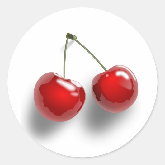 Red-31484 Red Two food fruit Cartoon cherries cher Runder Aufkleber (Vorderseite)