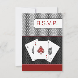 Red 3 Asse vegas Hochzeit rsvp Karten, 3,5 x 5 Karte