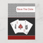 Red 3 Asse Vegas Hochzeit speichern Sie das Datum Ankündigungspostkarte (Vorderseite)