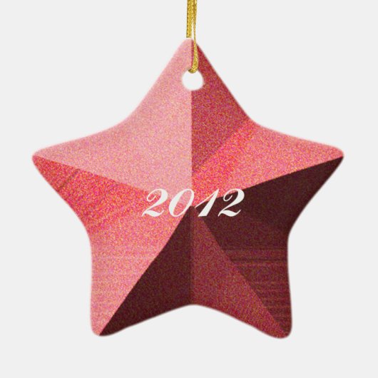 Red 3-D-Star Weihnachtsgeschenk Keramikornament (Hinten)