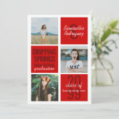 Red 3-Foto Fun Boxes Abschluss Einladung (Stehend Vorderseite)