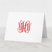 Red 3 Initial Vine Script Monogram DIY BG Dankeskarte
