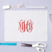 Red 3 Initial Vine Script Monogram DIY BG Seidenpapier (Handwerk)
