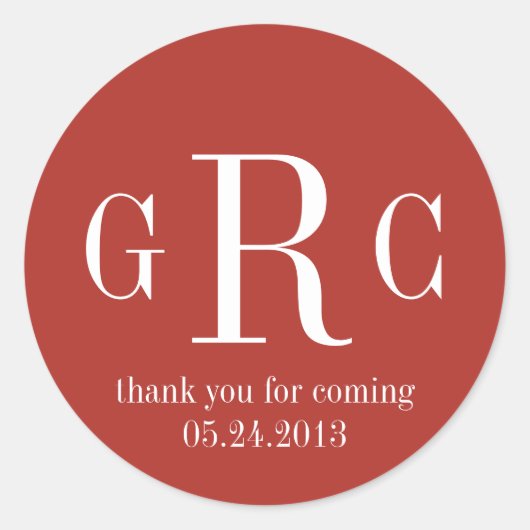 Red 3 initiale Monogramm - Etikettenkennzeichnung Runder Aufkleber (Vorderseite)