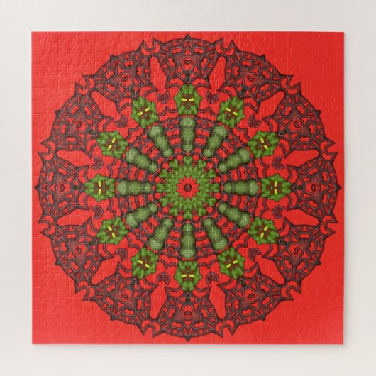 Red 3D Art Mandala Jigsaw Puzzle (Vertikal)