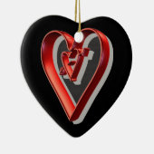 Red 3D Hearts Keramikornament (Rechts)