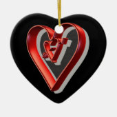 Red 3D Hearts Keramikornament (Vorne)