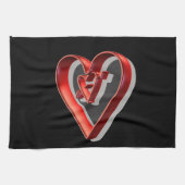 Red 3D Hearts Küchentuch (Horizontal)