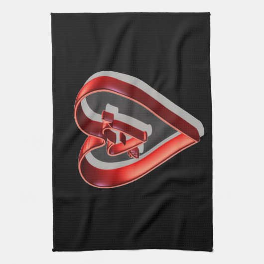 Red 3D Hearts Küchentuch (Vertikal)