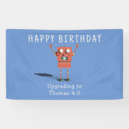 Red 3D Roboter Kindergeburtstag Party Banner