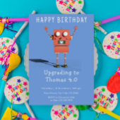 Red 3D Roboter Kindergeburtstag Party Einladung