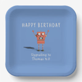 Red 3D Roboter Kindergeburtstag Party Pappteller