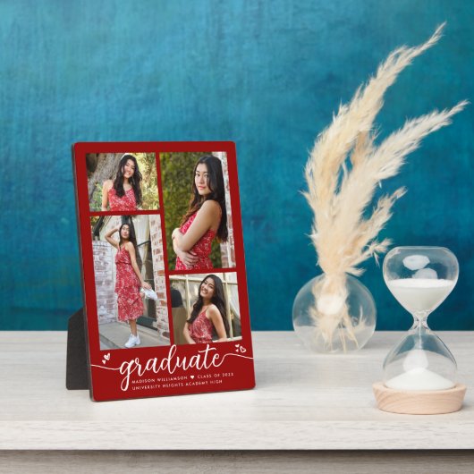 Red 4 Foto Abschluss Moderne kalligraphische Herze Fotoplatte (Seite)